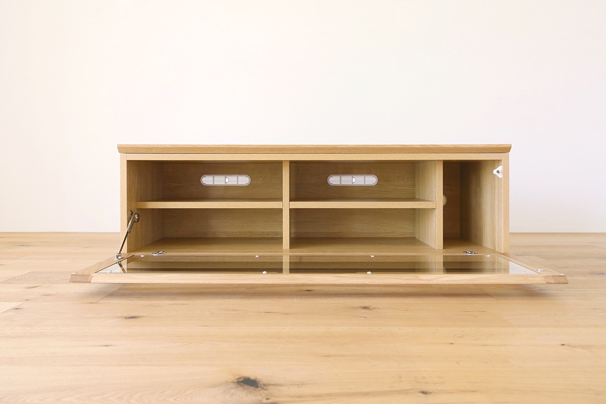 ASTER【単品】120TVガラス扉 オーク ※天板別売り