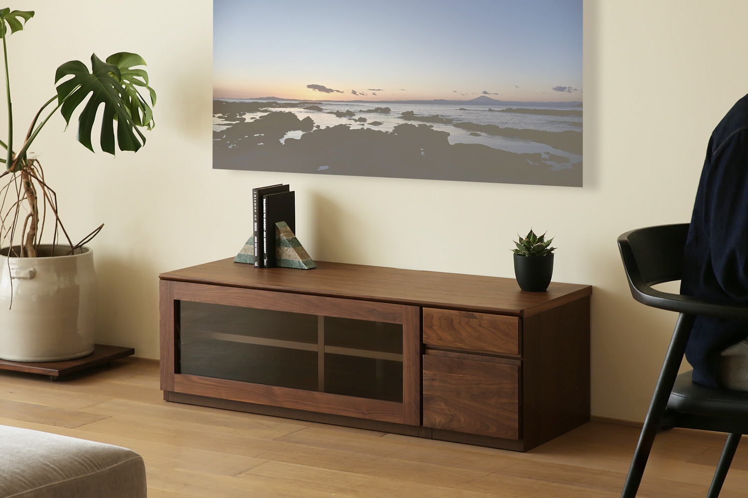 ASTER アスター TV SET1 オーク (120天板 + 90TVガラス扉 + 30TVチェスト)