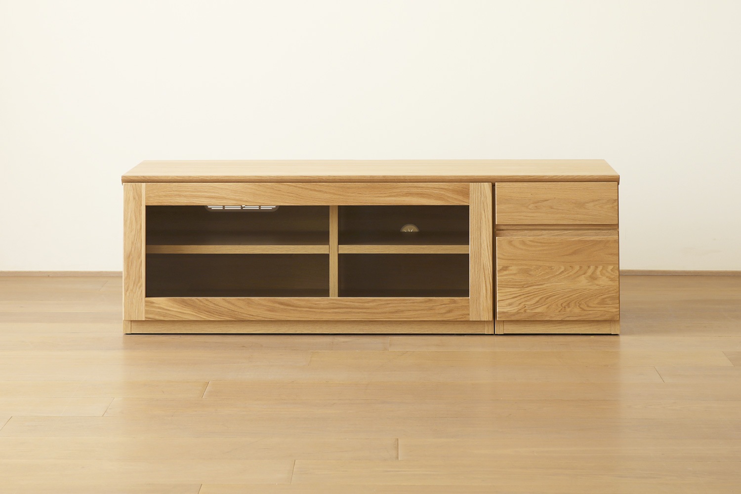 ASTER アスター TV SET1 オーク (120天板 + 90TVガラス扉 + 30TVチェスト)
