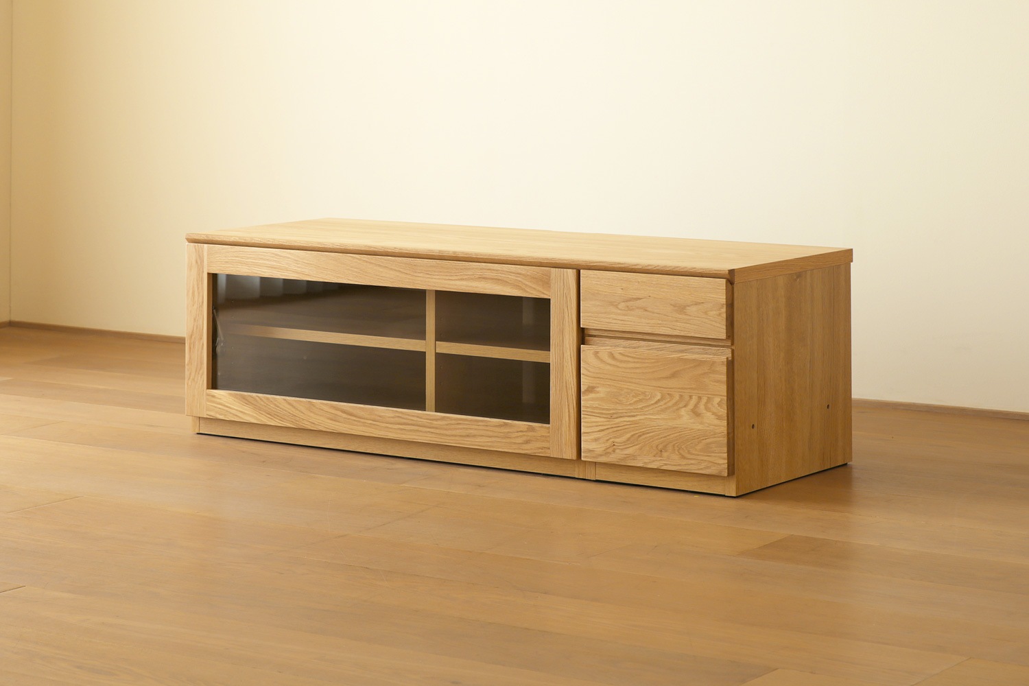ASTER アスター TV SET1 オーク (120天板 + 90TVガラス扉 + 30TVチェスト)