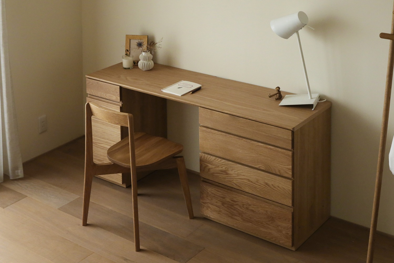 ASTER アスター DESK SET8  オーク (150天板 + 30キャビネット(左開き・右開き) + 60チェスト) ※チェア別売 