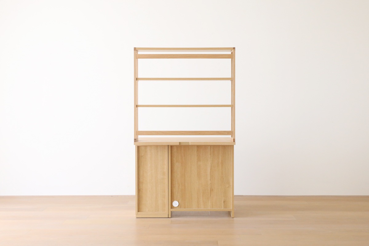 ASTER アスター DESK SET4 オーク (オーダー突板天板 (幅90cm 奥行き60cm) + 60デスク + 30チェスト + 90ラック) 天板のみ受注生産 ※チェア別売