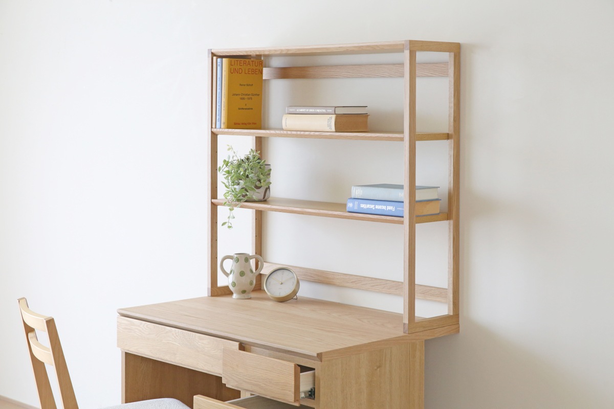 ASTER アスター DESK SET4 オーク (オーダー突板天板 (幅90cm 奥行き60cm) + 60デスク + 30チェスト + 90ラック) 天板のみ受注生産 ※チェア別売