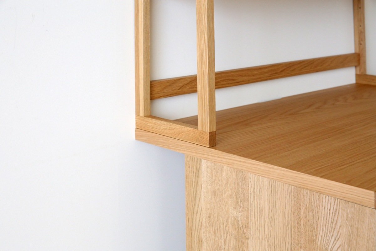 ASTER アスター DESK SET4 オーク (オーダー突板天板 (幅90cm 奥行き60cm) + 60デスク + 30チェスト + 90ラック) 天板のみ受注生産 ※チェア別売