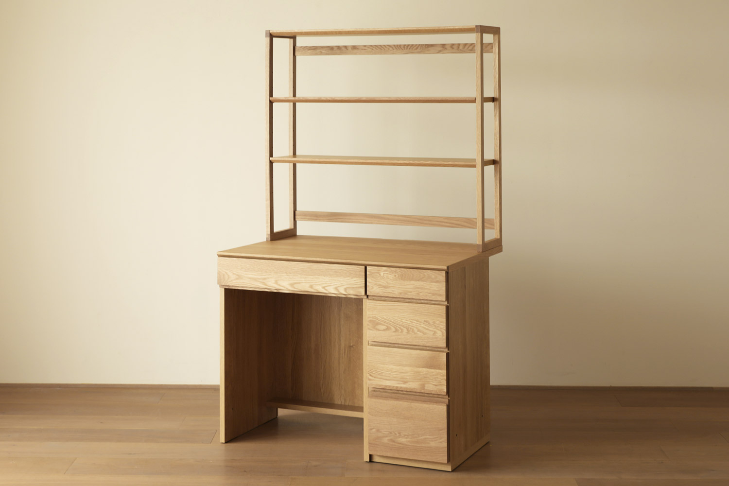 ASTER アスター DESK SET4 オーク (オーダー突板天板 (幅90cm 奥行き60cm) + 60デスク + 30チェスト + 90ラック) 天板のみ受注生産 ※チェア別売