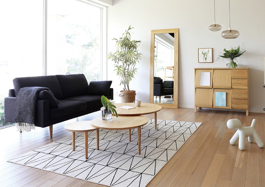 LEO SOFA 3人掛け ネイビー オーク脚/ウォルナット脚