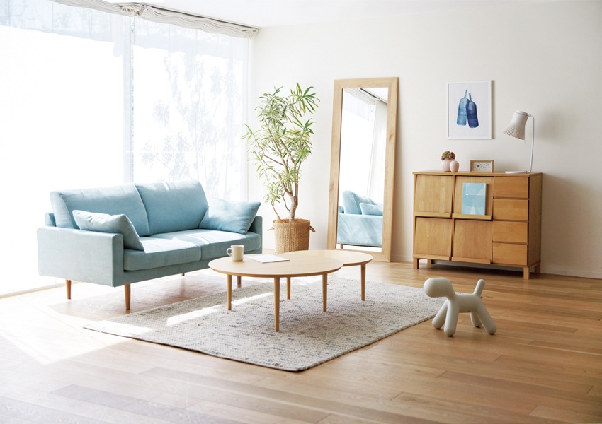 LEO SOFA 3人掛け ネイビー オーク脚/ウォルナット脚