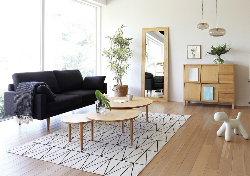 LEO SOFA 3人掛け グレー オーク脚/ウォルナット脚