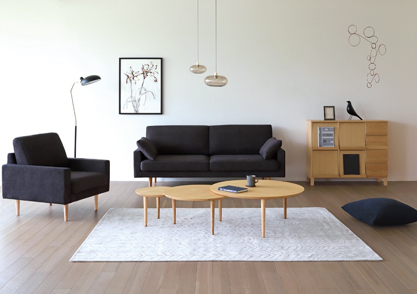 LEO SOFA 2.5人掛け グレー オーク脚/ウォルナット脚