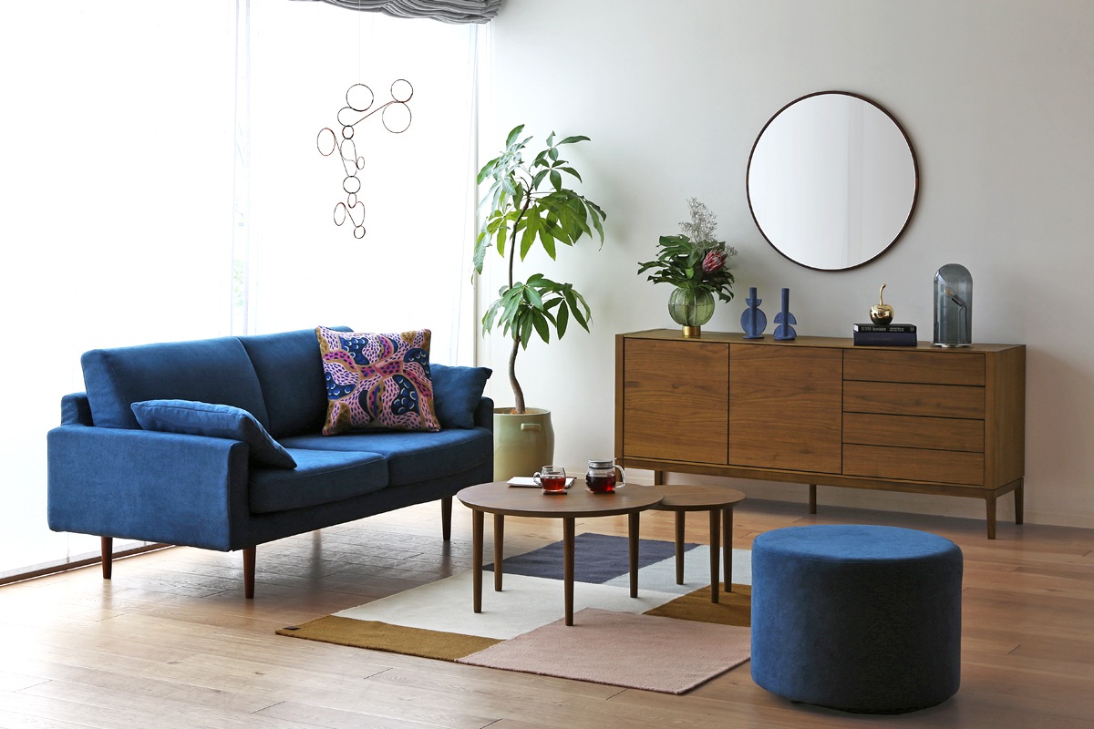 LEO SOFA 2.5人掛け グレー オーク脚/ウォルナット脚