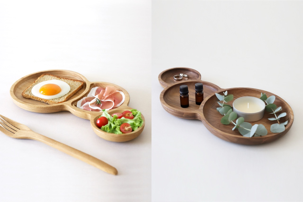 WOOD TRAY ウッドトレイ バルーントレイ3連 オーク/ウォルナット
