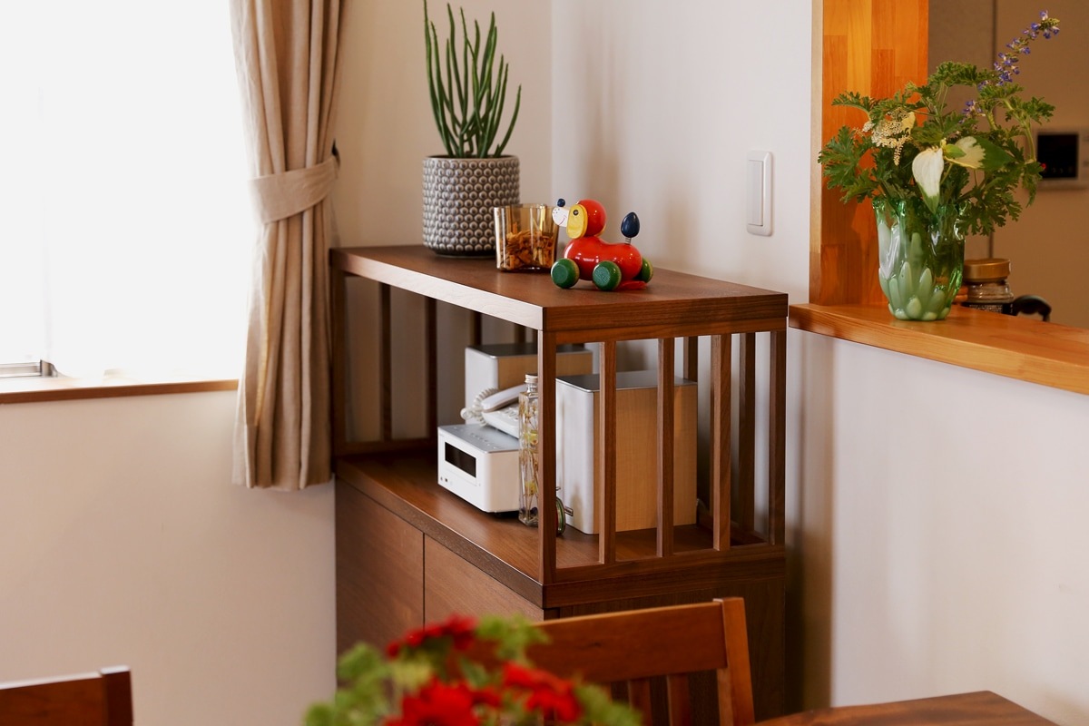 TONG SET1 ウォルナット (W90天板 ＋ W90H42オープンラック ＋ W90キャビネット ＋ W90棚付き脚)