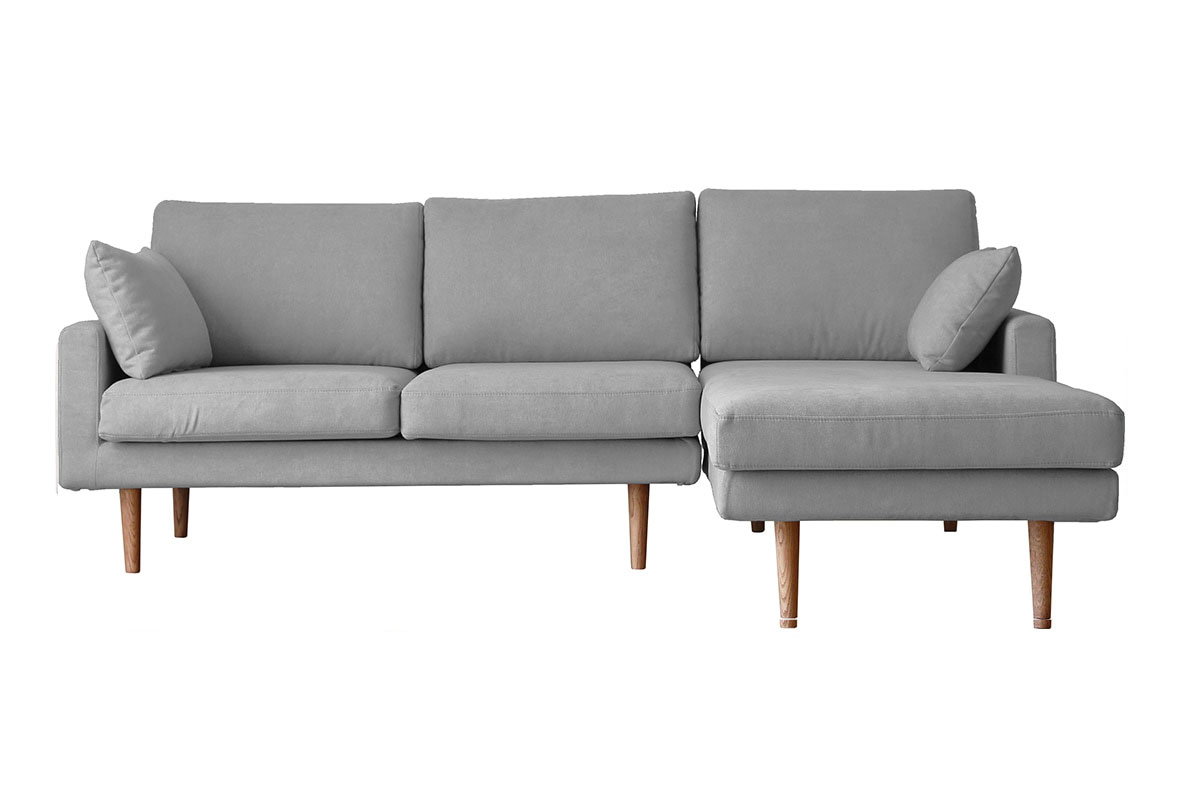 LEO SOFA カウチタイプ グレー 2人掛け（左肘）＋シェーズロング（右肘）　オーク脚/ウォルナット脚