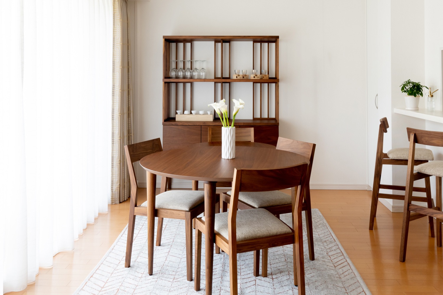 TONG SET5 ウォルナット (W120天板 ＋ W120H42オープンラック ＋ W120キャビネット ＋ W120棚付き脚)