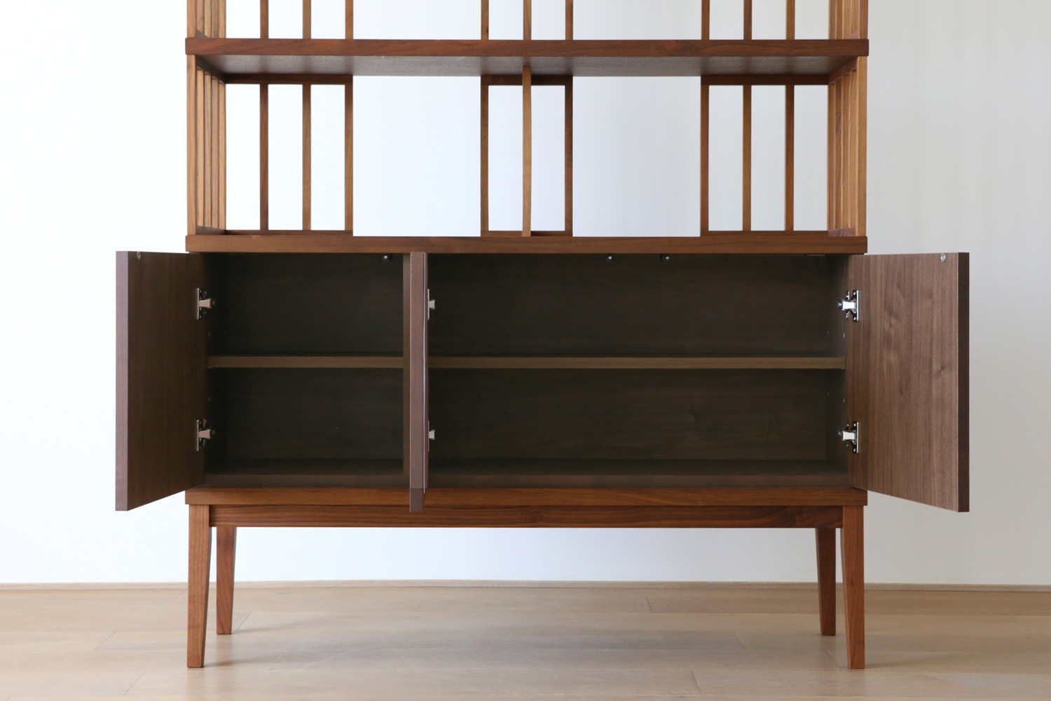 TONG SET5 ウォルナット (W120天板 ＋ W120H42オープンラック ＋ W120キャビネット ＋ W120棚付き脚)