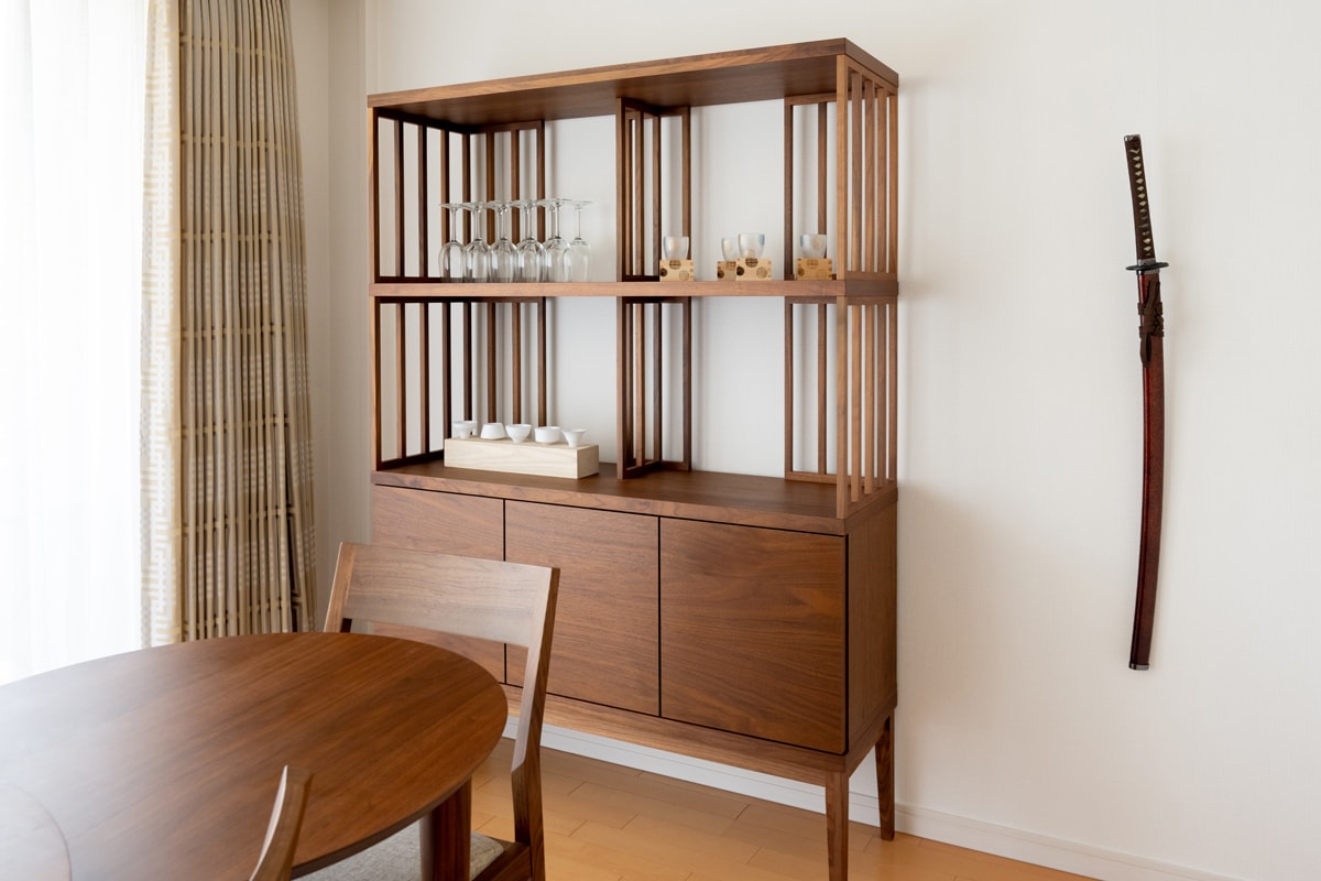 TONG SET7 ウォルナット (W120天板 ＋ W120H42オープンラック ＋ W120棚板 ＋ W120H42オープンラック ＋ W120キャビネット ＋ W120棚付き脚)