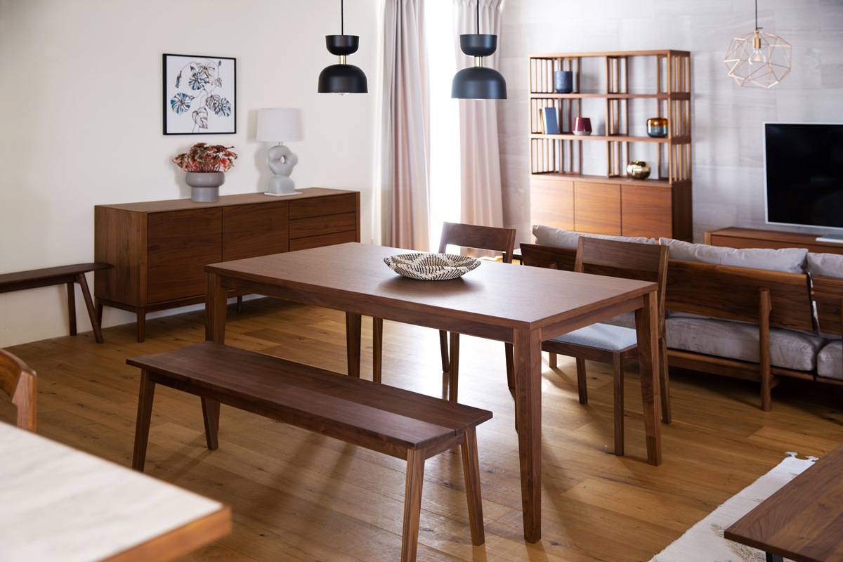 ダイニングセット 4人用 【C4】 COMMON DINING TABLE + KIEL CHAIR×2 + PLAIN BENCH