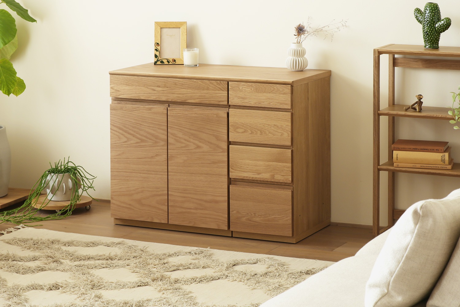ASTER アスター LIVING SET2 オーク (90天板 + 60キャビネット + 30チェスト)