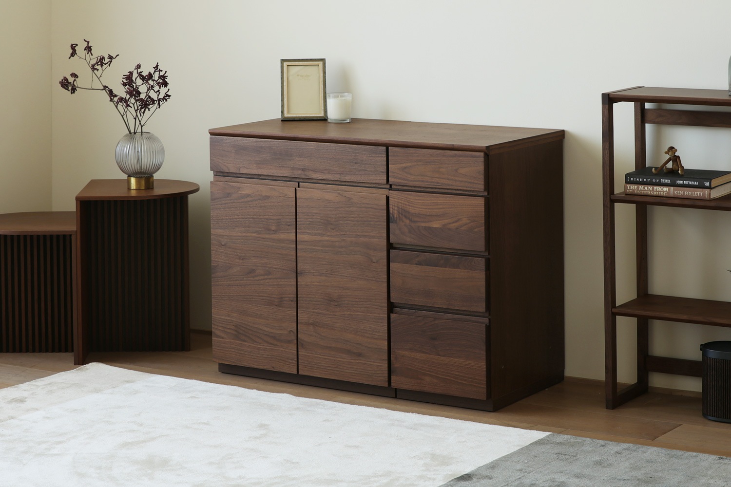 ASTER アスター LIVING SET2 オーク (90天板 + 60キャビネット + 30チェスト)