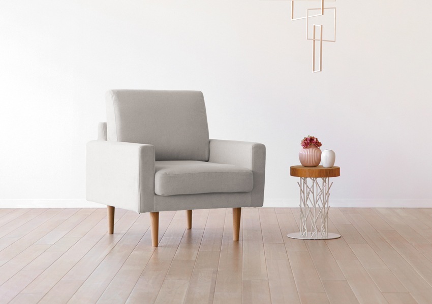 LEO SOFA 1人掛け グレー オーク脚/ウォルナット脚