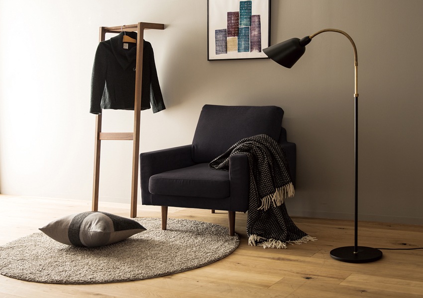 LEO SOFA 1人掛け グレー オーク脚/ウォルナット脚