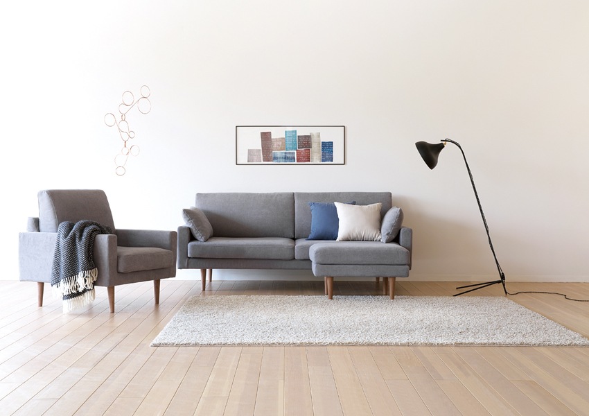 LEO SOFA 1人掛け グレー オーク脚/ウォルナット脚