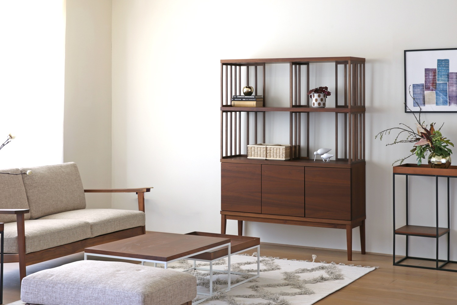 TONG SET6 ウォルナット (W120天板 ＋ W120H32オープンラック ＋ W120棚板 ＋ W120H42オープンラック ＋ W120キャビネット ＋ W120棚付き脚)