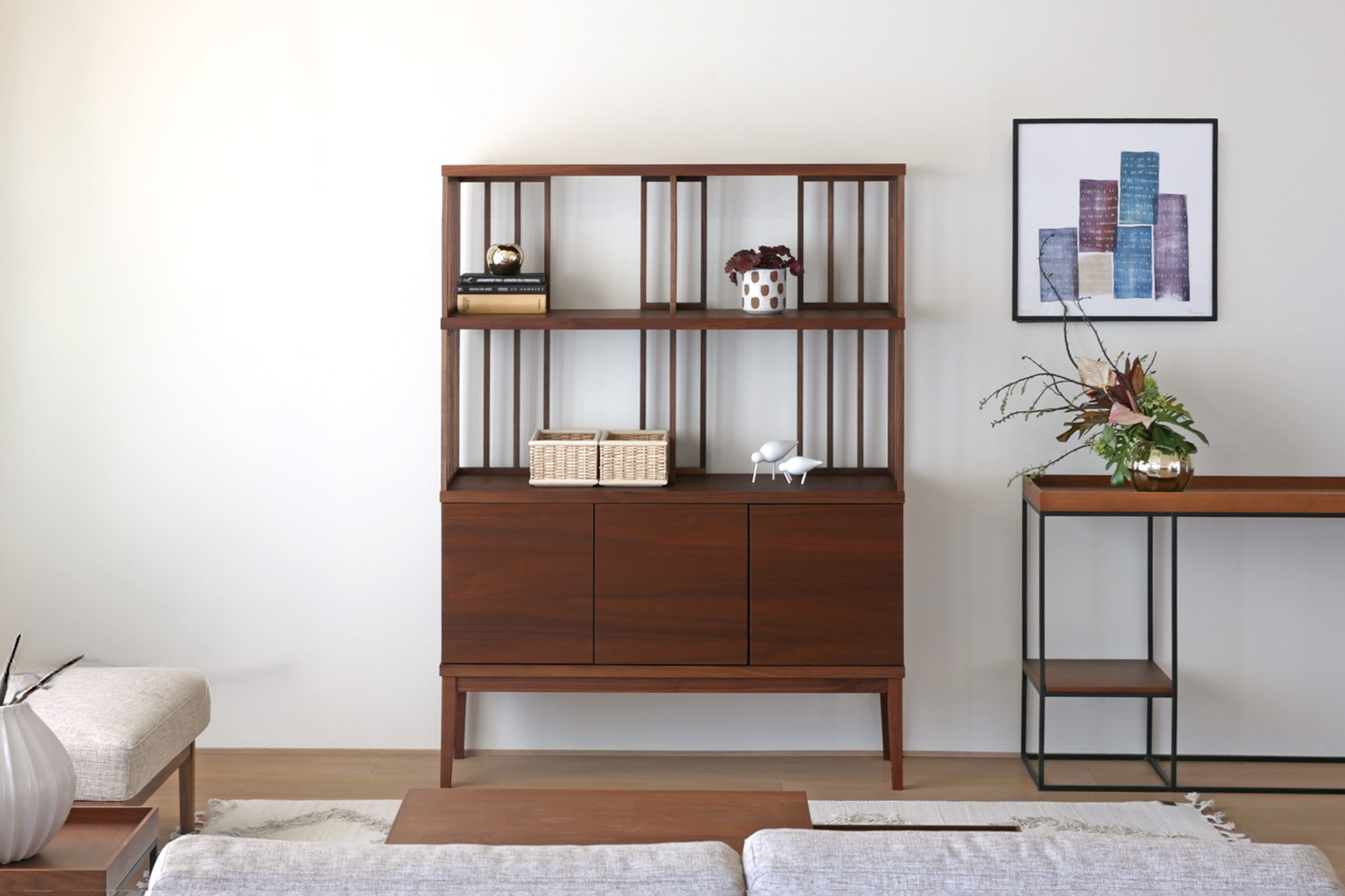 TONG SET6 ウォルナット (W120天板 ＋ W120H32オープンラック ＋ W120棚板 ＋ W120H42オープンラック ＋ W120キャビネット ＋ W120棚付き脚)