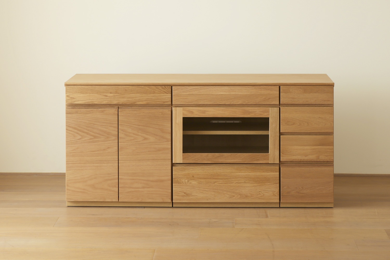 ASTER アスター LIVING SET5 オーク (150天板 + 60キャビネット + 60ガラス扉 + 30チェスト)
