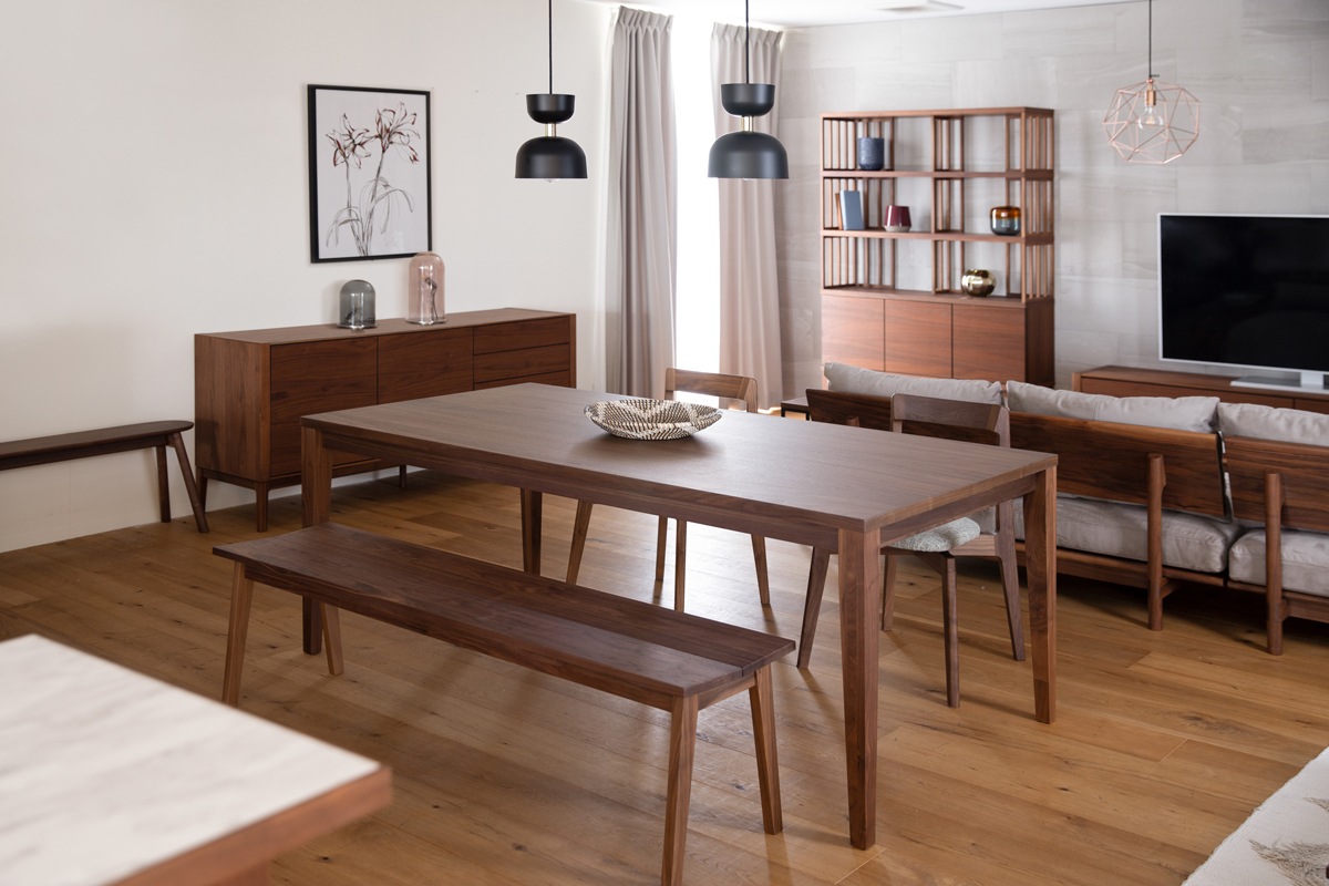 ダイニングセット 4人用 【C6】 COMMON DINING TABLE + RIALTO CHAIR×2 + PLAIN BENCH