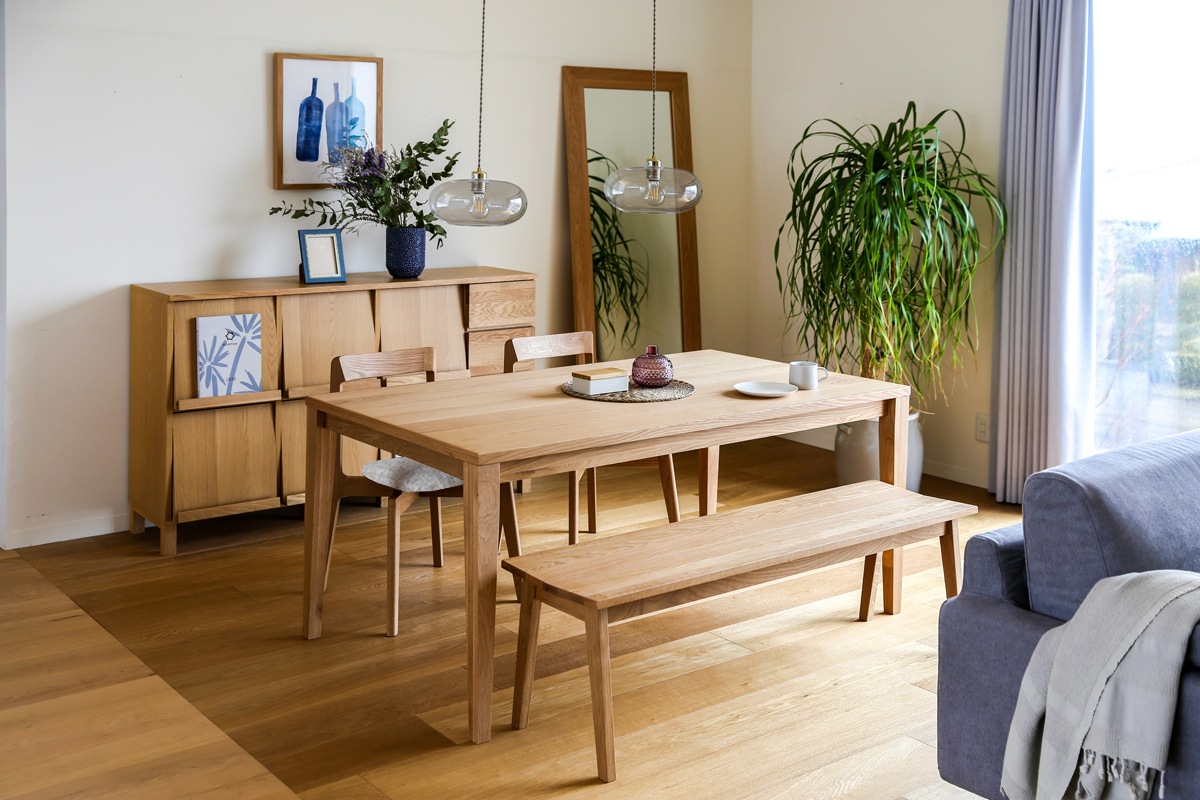 ダイニングセット 4人用 【C6】 COMMON DINING TABLE + RIALTO CHAIR×2 + PLAIN BENCH