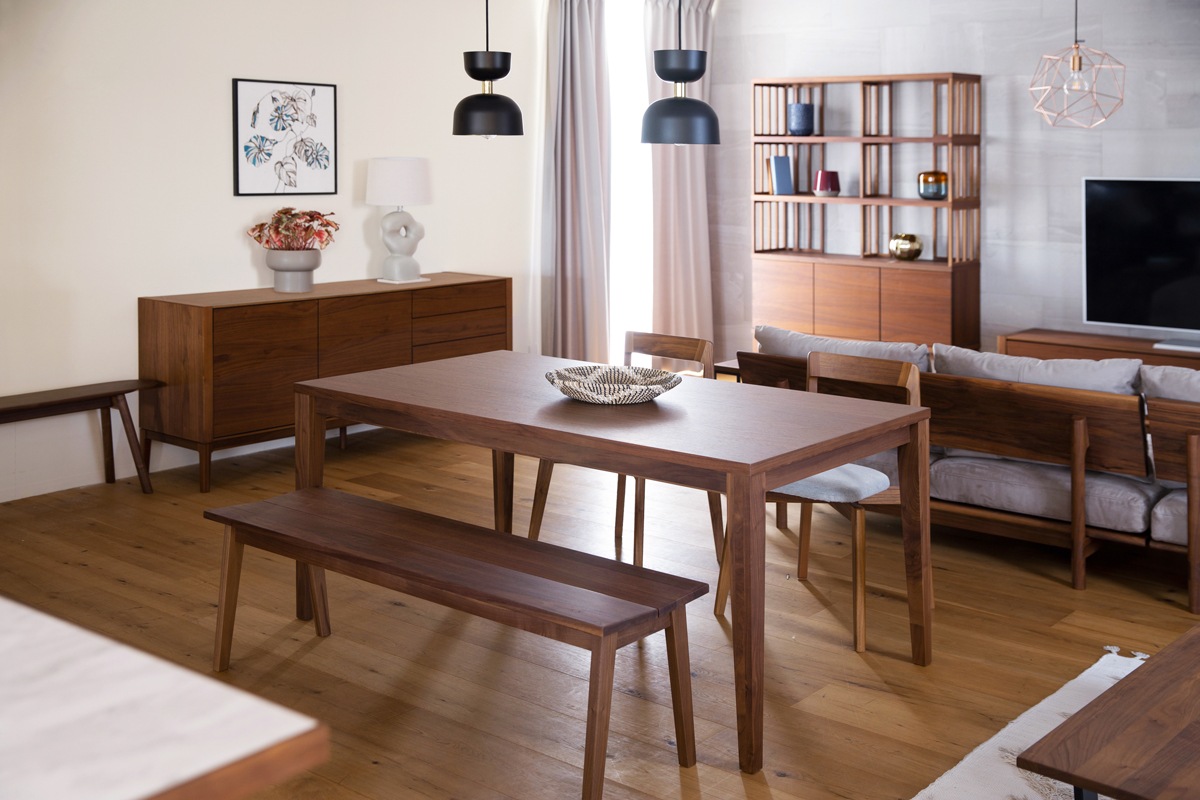 ダイニングセット 4人用 【C6】 COMMON DINING TABLE + RIALTO CHAIR×2 + PLAIN BENCH