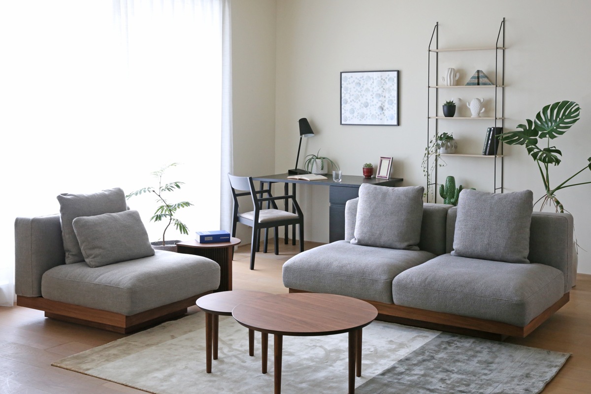 LANA SOFA ラナ 2.5人掛け グレー  オーク/ウォルナット