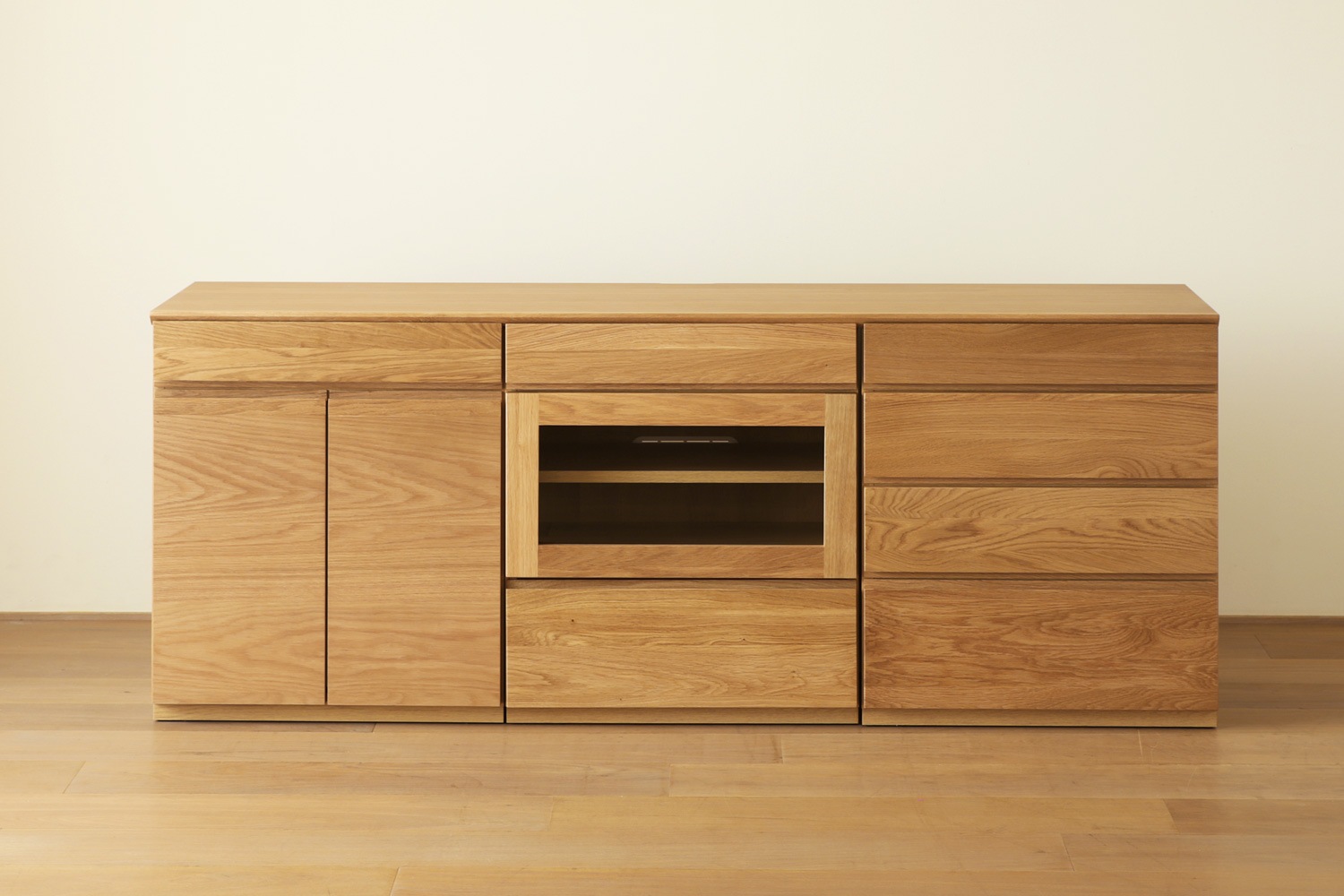 ASTER アスター LIVING SET6 オーク (180天板 + 60キャビネット + 60ガラス扉 + 60チェスト )