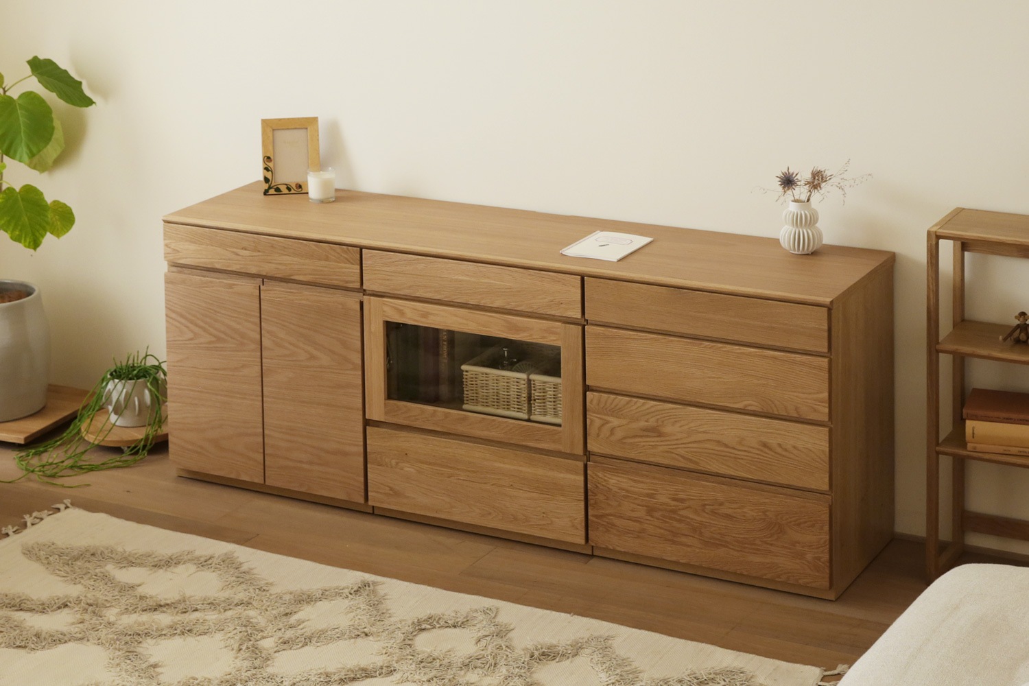 ASTER アスター LIVING SET6 180天板 + 60キャビネット + 60ガラス扉 + 60