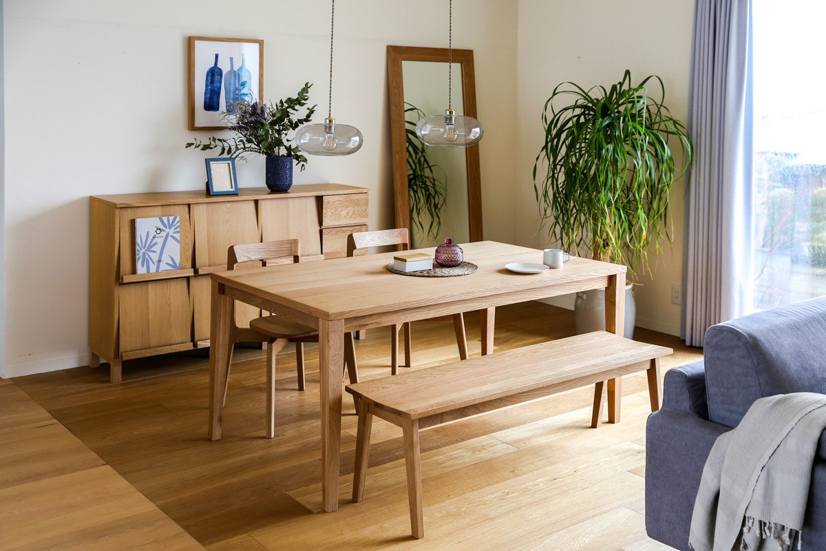 ダイニングセット 4人用 【C8】 COMMON DINING TABLE + RIALTO CHAIR(木座タイプ)×2 + PLAIN BENCH