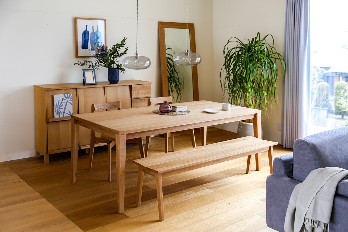 ダイニングセット 4人用 【C8】 COMMON DINING TABLE + RIALTO CHAIR(木座タイプ)×2 + PLAIN BENCH