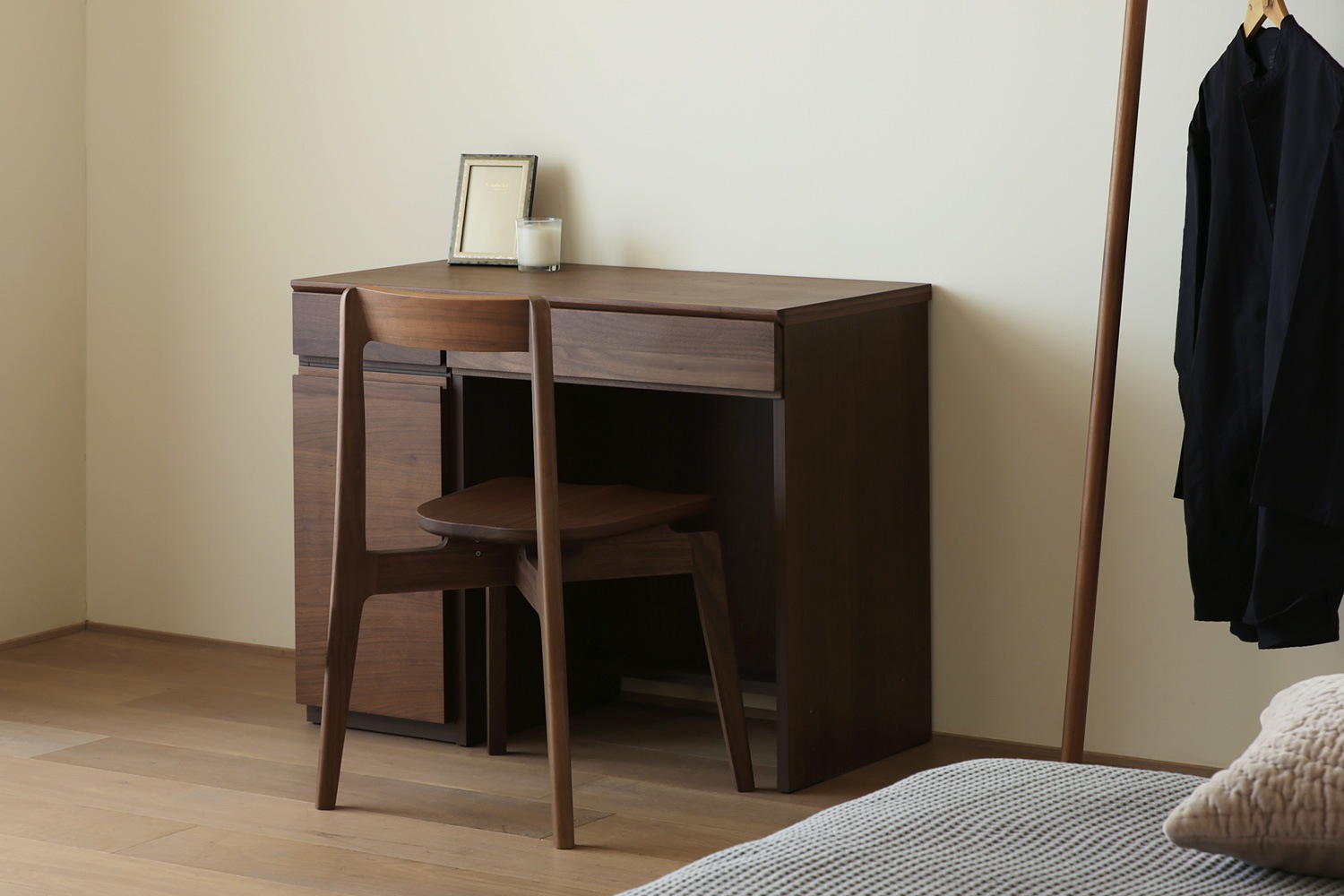 ASTER アスター DESK SET3 ウォルナット (90天板 + 30キャビネット (左開き・右開き) + 60デスク) ※置きミラー別売 ※チェア別売