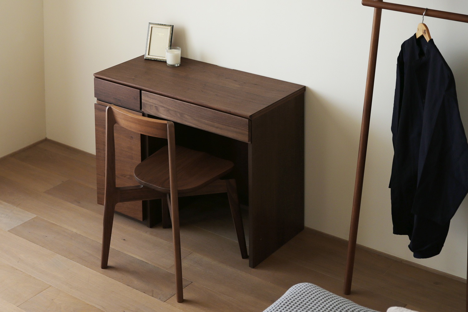 ASTER アスター DESK SET3 ウォルナット (90天板 + 30キャビネット (左開き・右開き) + 60デスク) ※置きミラー別売 ※チェア別売