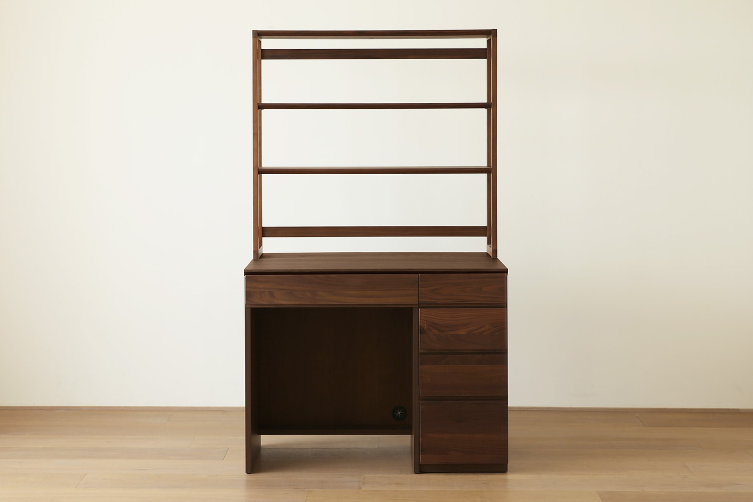 ASTER アスター DESK SET4 ウォルナット (オーダー突板天板 (幅90cm 奥行き60cm) + 60デスク + 30チェスト + 90ラック) 天板のみ受注生産 ※チェア別売