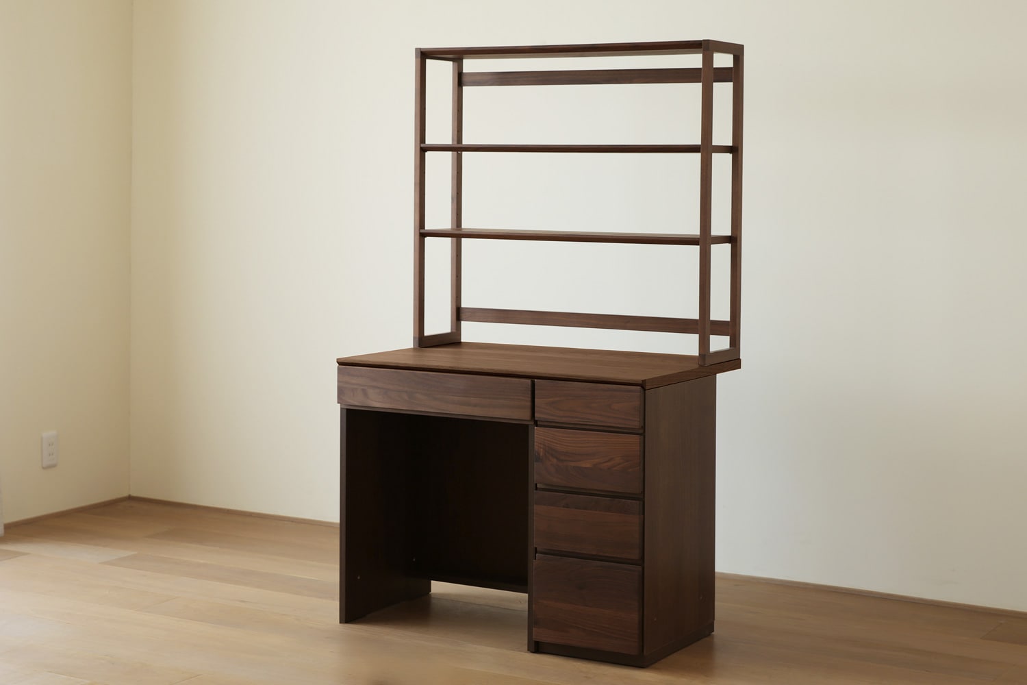 ASTER アスター DESK SET4 ウォルナット (オーダー突板天板 (幅90cm 奥行き60cm) + 60デスク + 30チェスト + 90ラック) 天板のみ受注生産 ※チェア別売