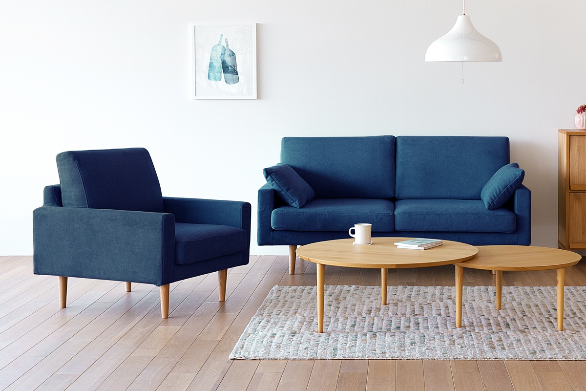 高野木工 LEO SOFA レオソファ 1人掛け カバーリング リビング LEO SOFA 1人掛け ライトブルー オーク脚/ウォルナット脚