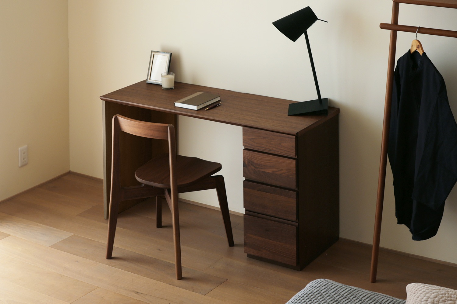 ASTER アスター DESK SET6 ウォルナット (120天板 + サイドパネル（右・左） + 30チェスト) ※チェア別売