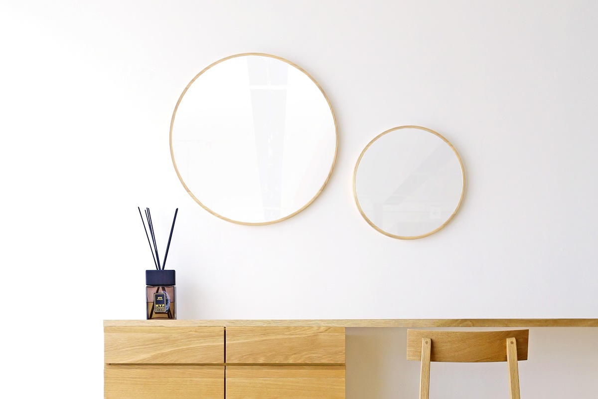 PLAIN ROUND MIRROR φ40cm オーク