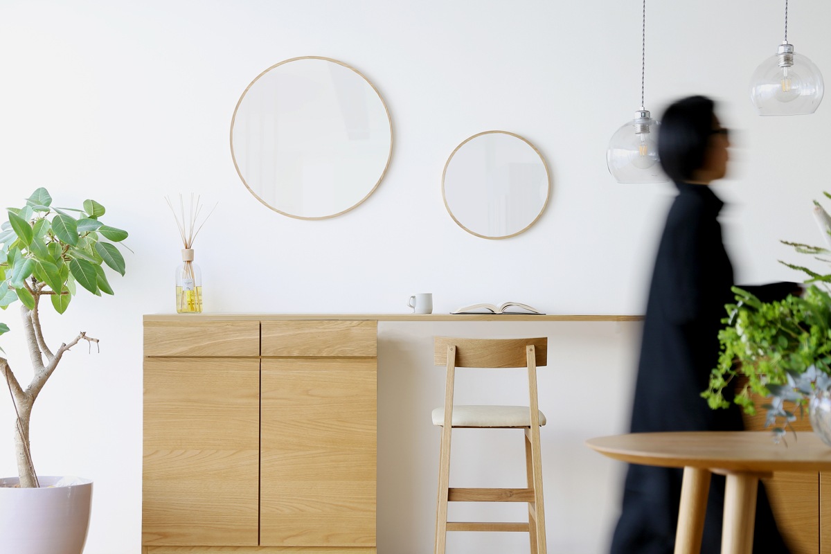PLAIN ROUND MIRROR φ40cm オーク