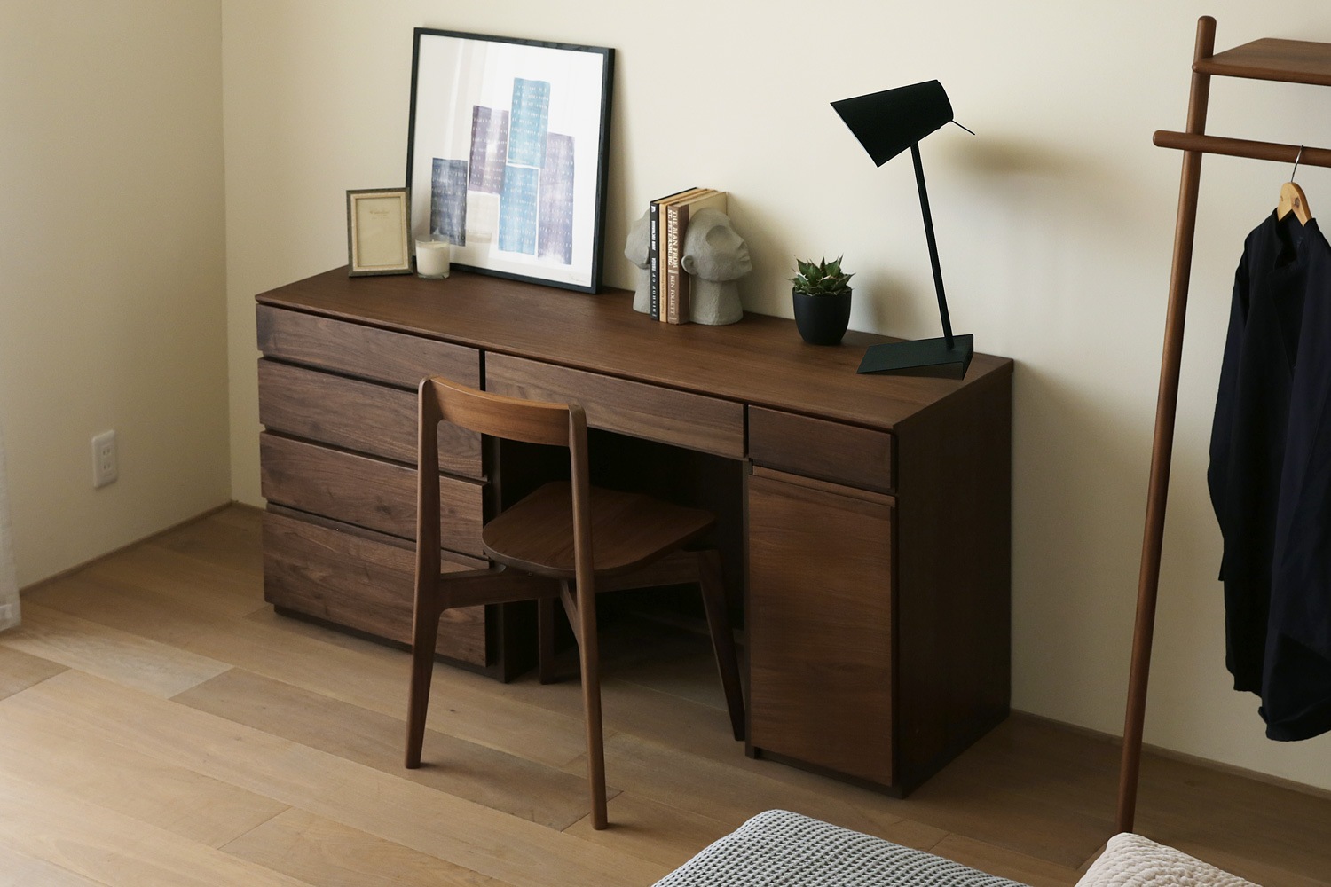 ASTER アスター DESK SET7 ウォルナット (150天板 + 60チェスト + 60デスク + 30キャビネット（左開き・右開き)) ※チェア別売