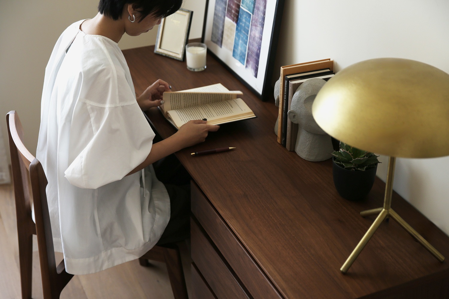 ASTER アスター DESK SET8  ウォルナット (150天板 + 30キャビネット(左開き・右開き) + 60チェスト) ※チェア別売