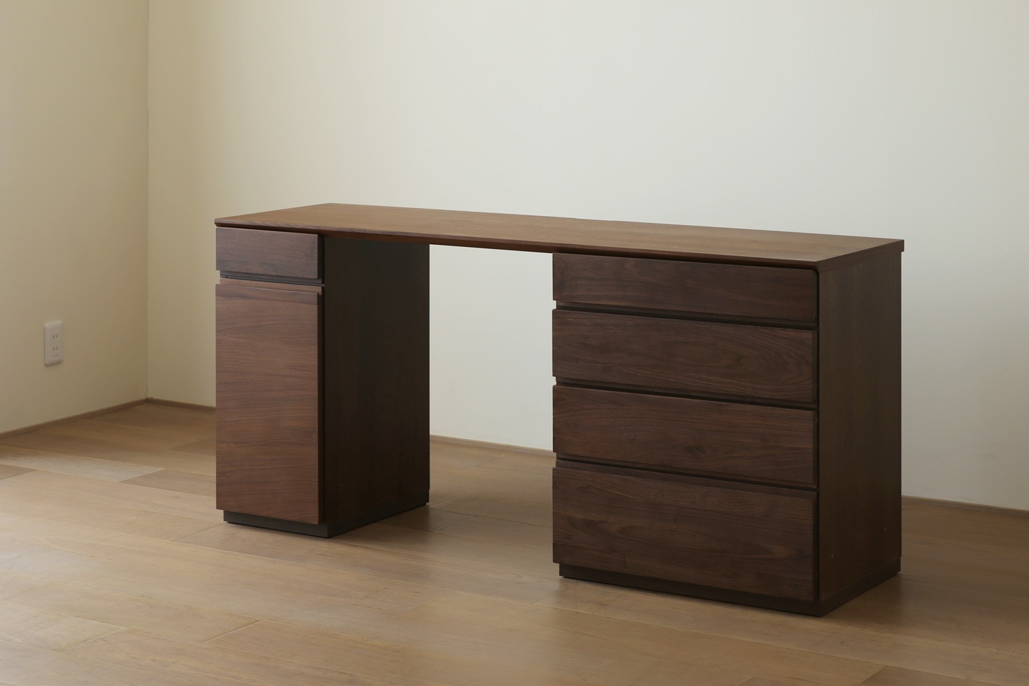 ASTER アスター DESK SET8  ウォルナット (150天板 + 30キャビネット(左開き・右開き) + 60チェスト) ※チェア別売