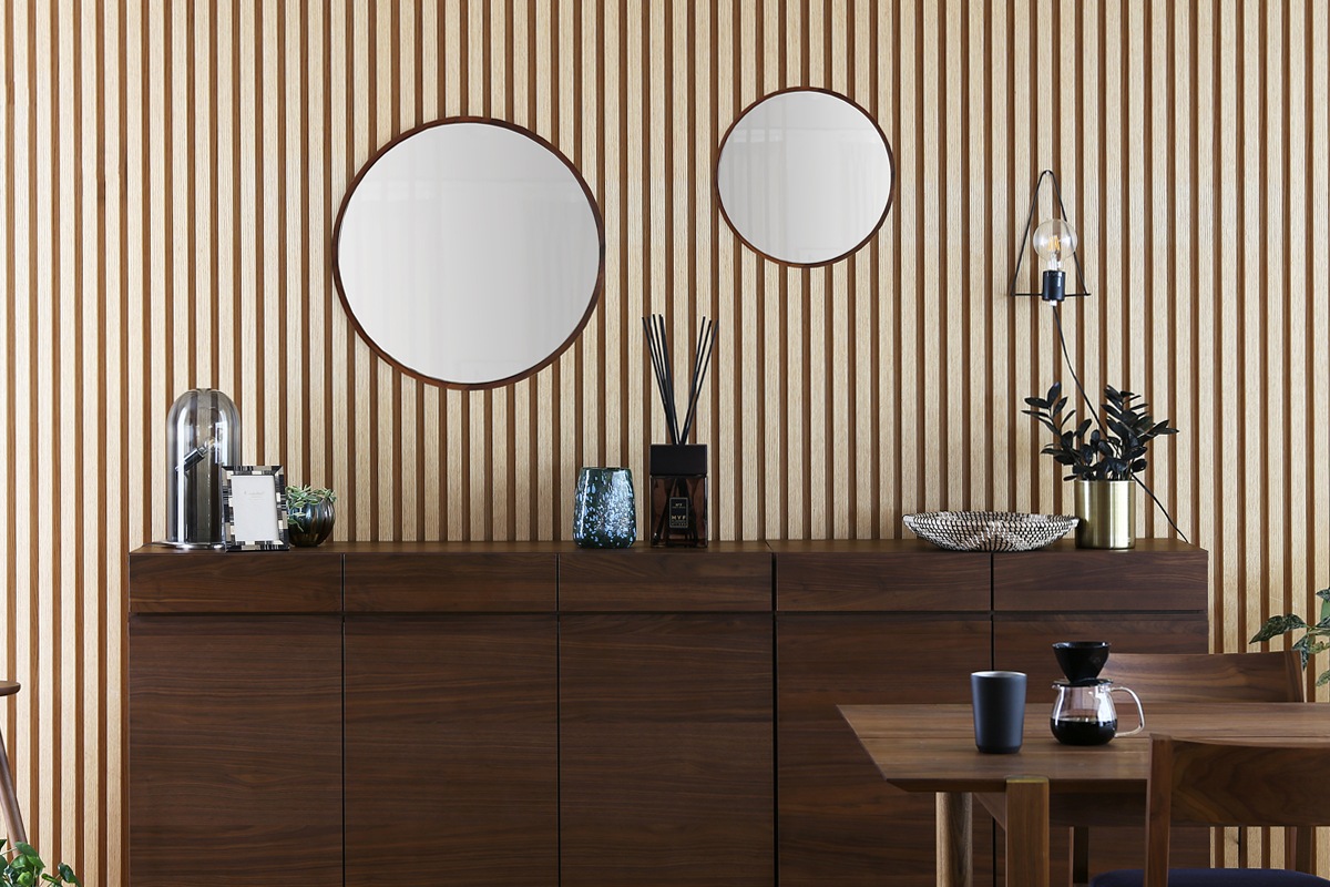 PLAIN ROUND MIRROR φ40cm ウォルナット