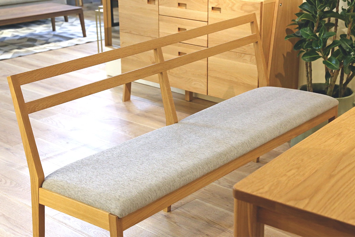 PLAIN BENCH 背付き オーク【受注生産品】　